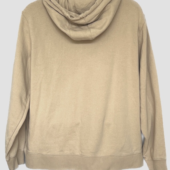 Vintage Guess Hoodie Size Large Tan Pullover Drawstring Logo 100% Cotton - Picture 3 of 6